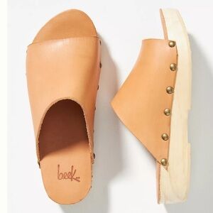 Beek Tan Leather Slide Clog - Women